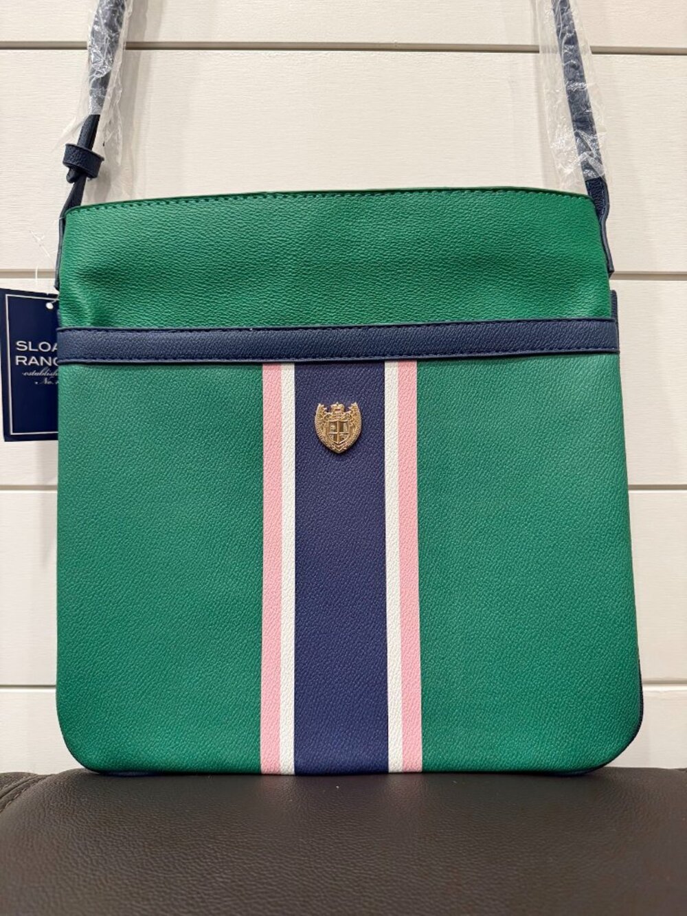 Sloane Ranger Chelsea Crossbody Green Stripe Preppy Bag NWT